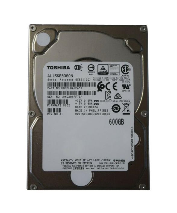 AL15SEB060NY Toshiba Enterprise Performance 600GB 10000RPM SAS 12Gbps 128MB Cache (512n / SIE) 2.5-inch Internal Hard Drive