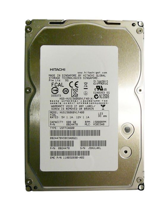 HUS156060VLF400 HGST Hitachi Ultrastar 15K600 600GB 15000RPM Fibre Channel 4Gbps 64MB Cache 3.5-inch Internal Hard Drive