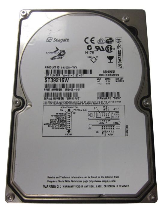 ST39216W Seagate Barracuda 18XL 9.2GB 7200RPM Ultra Wide SCSI 68-Pin 2MB Cache 3.5-inch Internal Hard Drive