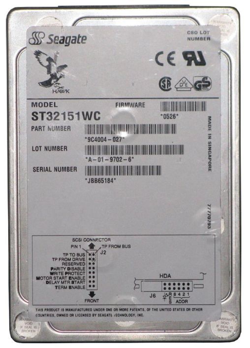 ST32151WC Seagate Hawk 2XL 2.15GB 5400RPM Fast Wide SCSI 80-Pin 512KB Cache 3.5-inch Internal Hard Drive