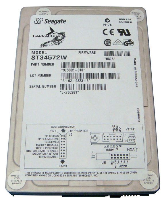ST34572W Seagate Barracuda 4XL 4.5GB 7200RPM Ultra Wide SCSI 68-Pin 512KB Cache 3.5-inch Internal Hard Drive