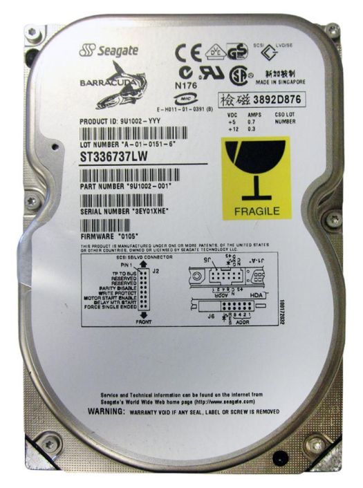 ST336737LW Seagate Barracuda 36ES 36.9GB 7200RPM Ultra-160 SCSI 68-Pin 2MB Cache 3.5-inch Internal Hard Drive