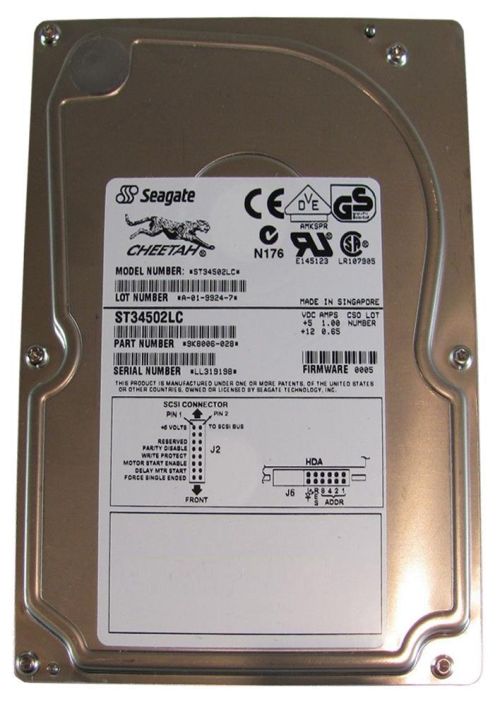 ST34502LC Seagate Cheetah 9LP 4.55GB 10000RPM Ultra2 Wide SCSI 80-Pin LVD 1MB Cache 3.5-inch Internal Hard Drive