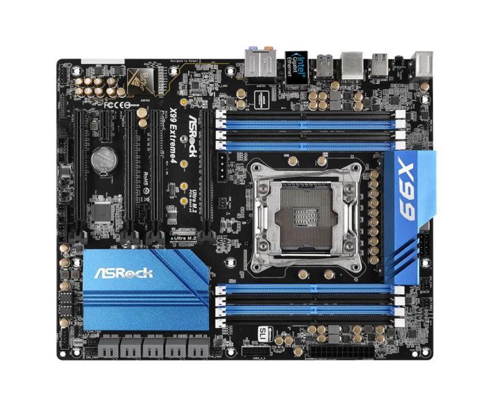 X99-EXTREME4 ASRock X99 Extreme4 Socket LGA 2011-3 Intel X99 Chipset Core i7 & Xeon 22- Core Processors Support DDR4 8x DIMM 10x SATA3 6.0Gb/s ATX Motherboard (Refurbished)