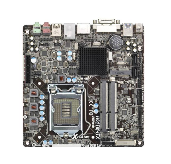H61TM-ITX ASRock Socket LGA 1155 Intel H61 Chipset 3rd/2nd Generation Core i7 / i5 / i3 / Pentium / Celeron / Xeon Processors Support DDR3 2x DIMM 2x SATA2 3.0Gb/s Thin Mini-ITX Motherboard (Refurbished)