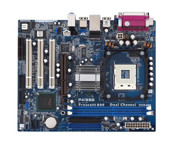 4711140874166 ASRock P4i65G Socket 478 Intel 865G + ICH5 Chipset Intel Pentium 4/ Celeron D Processors Support DDR 2x DIMM 2x SATA 1.50Gb/s Micro-ATX Motherboard (Refurbished)