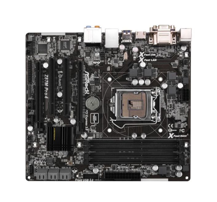 90-MXGPD0-A0UAYZ ASRock Z87M Pro4 Socket LGA 1150 Intel Z87 Chipset 4th & 4th Generation Core i7 / i5 / i3 / Pentium / Celeron Processors Support DDR3/DDR3L 4x DIMM 6x SATA3 6.0Gb/s Micro-ATX Motherboard (Refurbished)