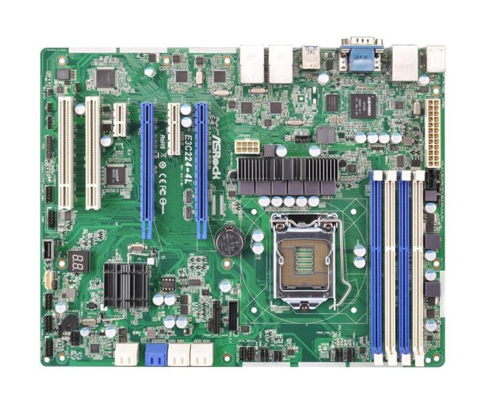 90-SXG070-A0UAYZ ASRock E3C224-4L Socket LGA 1150 Intel C224 Chipset 5th/4th Generation Intel Core i7 / i5 / i3 / Pentium / Celeron / Xeon E3-1200 v3/v4 Processors Support DDR4 4x DIMM 4x SATA3 6.0Gb/s ATX Server Motherboard (Refurbished)
