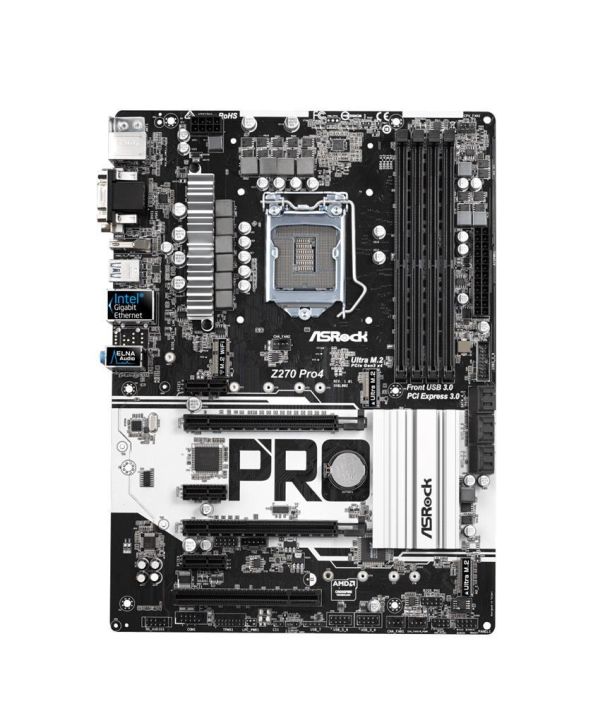 Z270 Pro4 ASRock Socket LGA 1151 Intel Z270 Chipset 7th/6th Generation Core i7 / i5 / i3 / Pentium / Celeron Processors Support DDR4 4x DIMM 6x SATA3 6.0Gb/s ATX Motherboard (Refurbished)