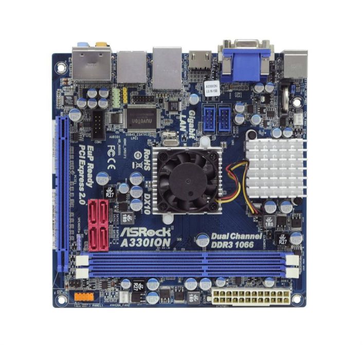 A330ION-BO-R ASRock A330ION Nvidia MCP7A-ION Chipset Intel Atom 330 Processors Support DDR3 2x DIMM 4x SATA 3.0Gb/s Mini-ITX Motherboard (Refurbished)