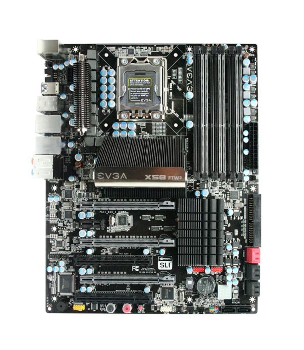 132-GT-E768-TR EVGA X58 FTW3 Desktop Motherboard Intel Chipset ATX Socket B LGA-1366 24GB DDR3 SDRAM Ultra ATA/133 (ATA-7) SATA/600 SATA/300 7.1 Channel Audio (Refurbished)