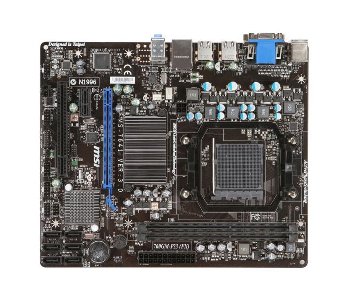 MSM760GME51 MSI Socket AM3 AMD 760G + SB710 Chipset AMD Phenom II X4/ Phenom II X3/ Phenom II X2/ AMD Athlon X4/ Athlon II X3/ Athlon II X2/ AMD Sempron Processors Support DDR3 4x DIMM 5x SATA2 3.0Gb/s Micro-ATX Motherboard (Refurbished)