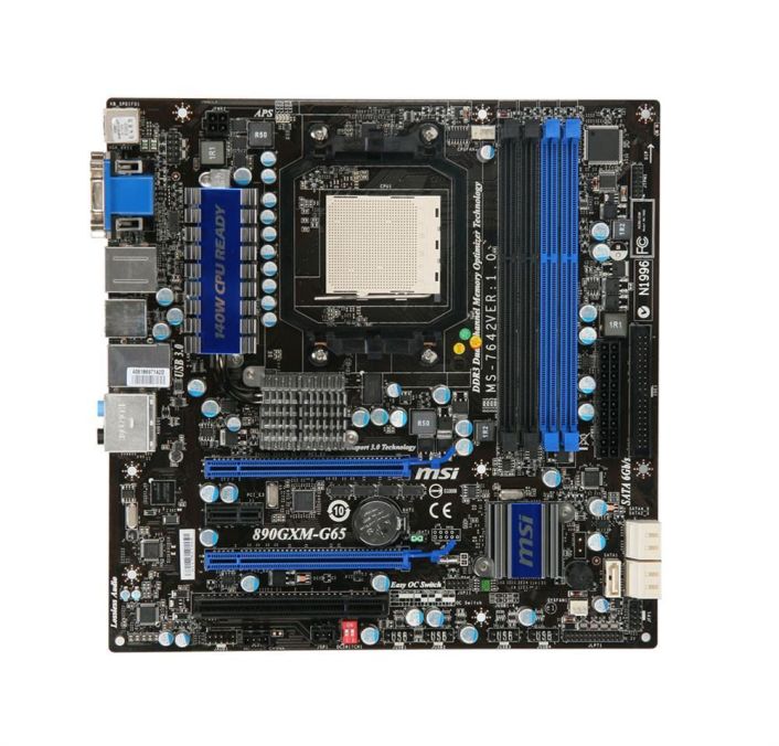 890GXM-G65 MSI Socket AM3 890GX + SB850 Chipset AMD Phenom II X4/ Phenom II X3/ Phenom II X2/ AMD Athlon II X4/ Athlon II X3/ AMD Sempron Processors Support DDR3 4x DIMM 5x SATA 6.0Gb/s Micro-ATX Motherboard (Refurbished)