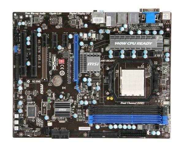 880G-E45 MSI Socket AM3 AMD 890G + SB710 Chipset AMD Phenom II X6/ Phenom II X4/ Phenom II/ AMD Athlon II X4/ Athlon II X3/ Athlon II X2/ AMD Sempron Processors Support DDR3 4x DIMM 5x SATA 3.0Gb/s ATX Motherboard (Refurbished)