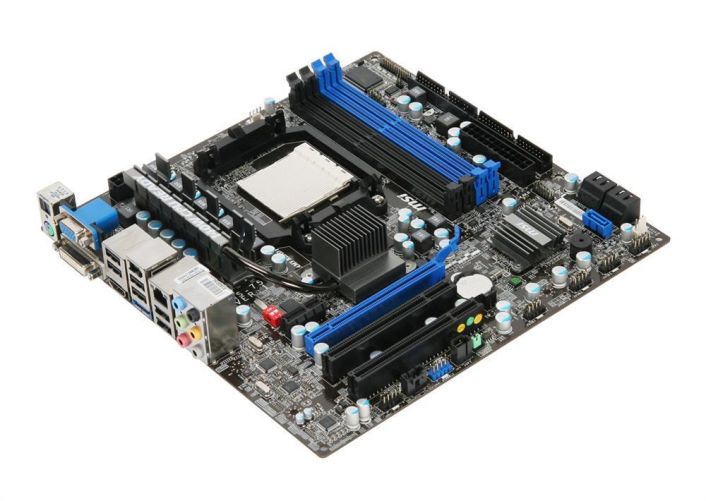 785GME517596030 MSI Socket AM3 AMD 785G + SB710 Chipset AMD Phenom II X4/ Phenom II X3/ Phenom II X2/ AMD Athlon II X4/ Athlon II X2/ AMD Sempron Processors Support DDR3 4x DIMM 5x SATA 3.0Gb/s Micro-ATX Motherboard (Refurbished)