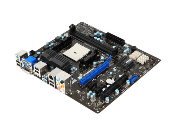 7721-029R MSI FM2-A85XMA-E35 Socket FM2 AMD A85X Chipset AMD Athlon II X2/ Athlon II X4/ A8/A6/A4/A10 Series Processors Support DDR3 2x DIMM 6x SATA 6.0Gb/s Micro-ATX Motherboard (Refurbished)