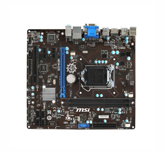 7846-030R MSI H81M-E35 Socket LGA 1150 Intel H81 Chipset Intel Core i7/ i5 / i3 / Pentium / Celeron Processors Support DDR3 2x DIMM 2x SATA 3.0Gb/s Micro-ATX Motherboard (Refurbished)