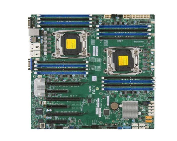 MBD-X10DRI-T-B SuperMicro X10DRi-T Dual Socket R3 LGA 2011 Xeon E5-2600 v4 / v3 Intel C612 Chipset DDR4 16 x DIMM 10 x SATA 6Gbps E-ATX Server Motherboard (Refurbished)