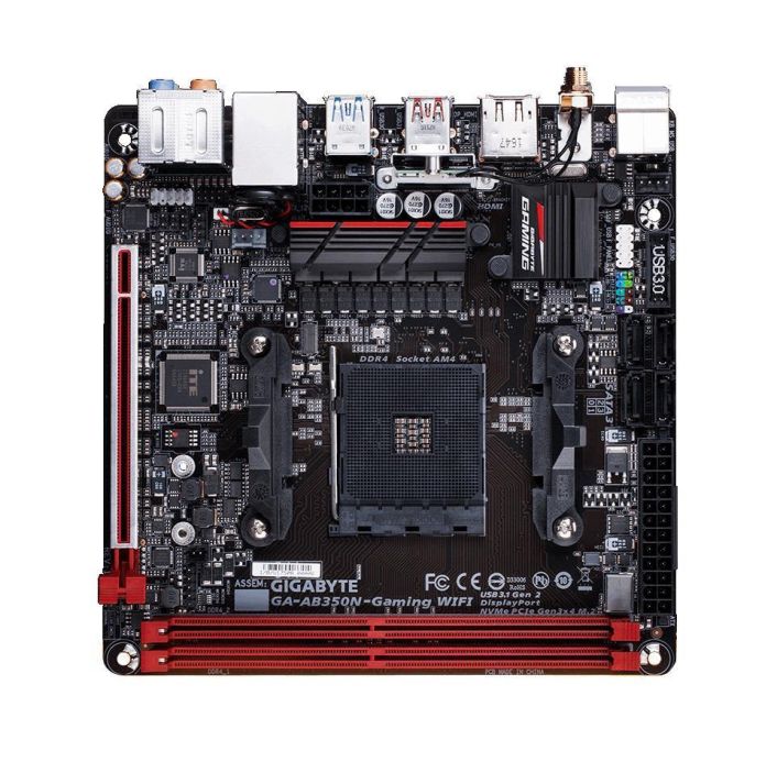 GA-AB350N-Gaming WIFI Gigabyte Socket AM4 AMD B350 Chipset AMD Ryzen / AMD 7th Generation A-series/ Athlon Processors Support DDR4 2x DIMM 4x SATA 6.0Gb/s Mini-ITX Motherboard  (Refurbished)