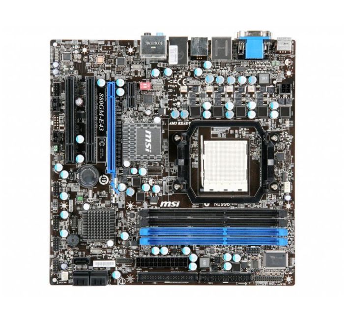 880GM-E43 MSI Socket AM3 AMD 880G + SB710 Chipset AMD Phenom II X4/ Phenom II X2 Processors Support DDR3 4x DIMM 5x SATA 3.0Gb/s Micro-ATX Motherboard (Refurbished)