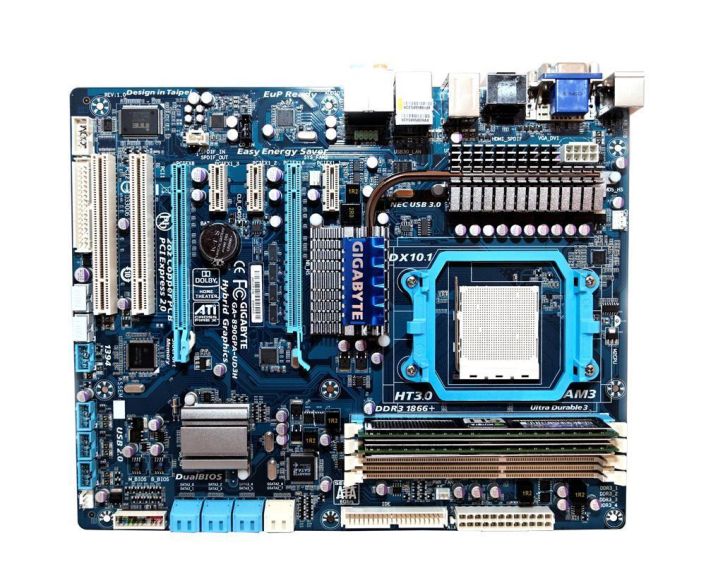 GA-890GPA-UD3H Gigabyte Ultra Durable 3 Classic Desktop Motherboard AMD 890GX Chipset Socket AM3 PGA-941 ATX 1 x Processor Support 16GB DDR3 SDRAM Maximum RAM CrossFireX Support Floppy Controller (Refurbished)