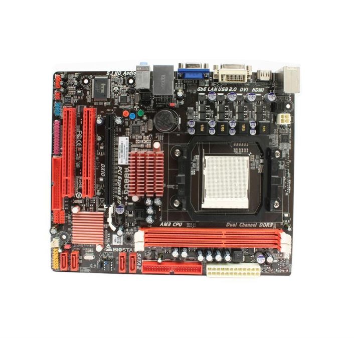 A880GPLUS-R Biostar Socket AM3 AMD 880G/ SB710 Chipset AMD Phenom II X6/ Phenom II X4/ Phenom II X3/ Phenom II X2/ Athlon II X4/ Athlon II X3/ Athlon II X2/ Sempron Processors Support DDR3 2x DIMM 4x SATA2 3.0Gb/s Micro-ATX Motherboard (Refurbished)