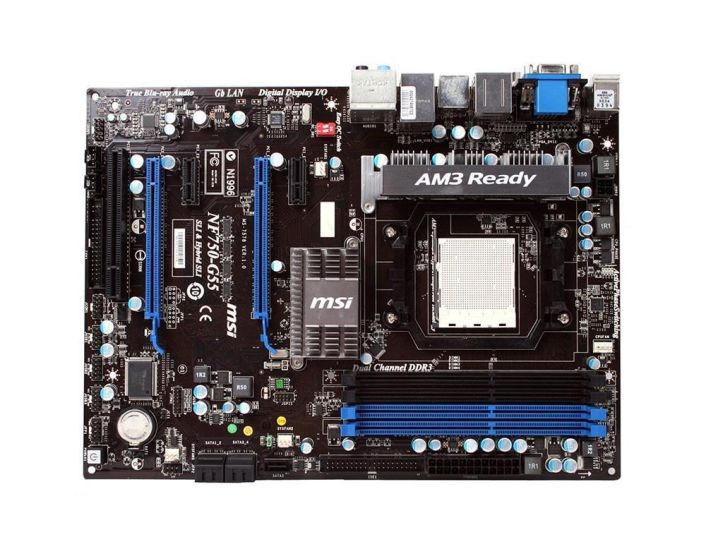 7578-001 MSI Socket AM3 Nvidia nForce 750a SLI Chipset AMD Phenom II X4/ Phenom II X3/ Phenom II X2/ Athlon II X2 Processors Support DDR3 4x DIMM 5x SATA2 3.0Gb/s ATX Motherboard (Refurbished)