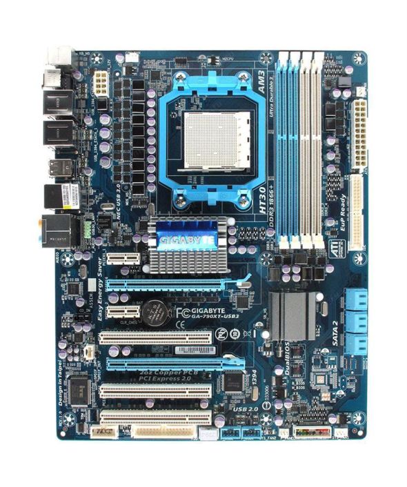 GA-790XT-USB3(rev.1.0) Gigabyte Socket AM3 AMD 790FX/ SB750 Chipset AM3 AMD Phenom II/ AMD Athlon/ Processors Support DDR3 4x DIMM 6x SATA 3.0Gb/s ATX Motherboard (Refurbished) GA-790XT-USB3 (rev. 1.0)