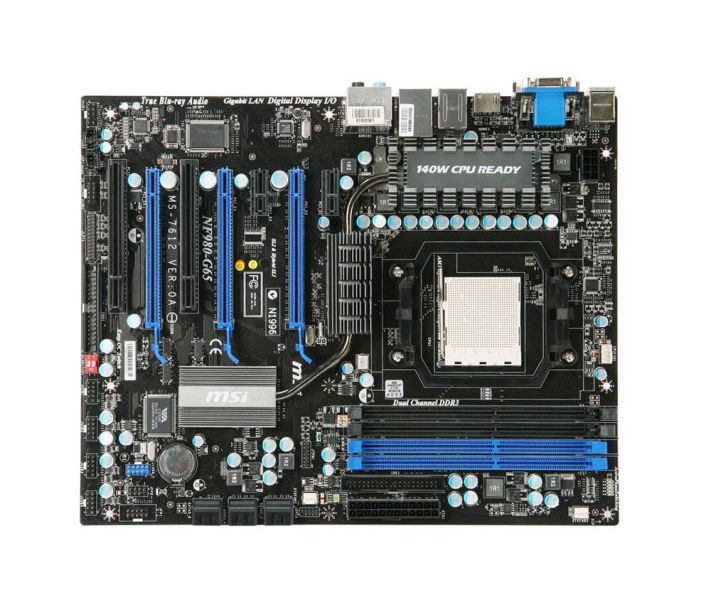 NF980-G65 MSI Socket AM3 Nvidia nForce 980a SLI Chipset AMD Phenom II X4/ Phenom II X3/ Phenom II X2/ Athlon II X2 Processors Support DDR3 4x DIMM 5x SATA2 3.0Gb/s ATX Motherboard (Refurbished)