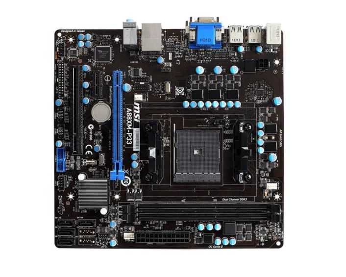 A88XM-P33 V2 MSI Socket FM2+ AMD A88X Chipset AMD A-Series/ Athlon / Processors Support DDR3 2x DIMM 4x SATA 6.0Gb/s Micro-ATX Motherboard (Refurbished)