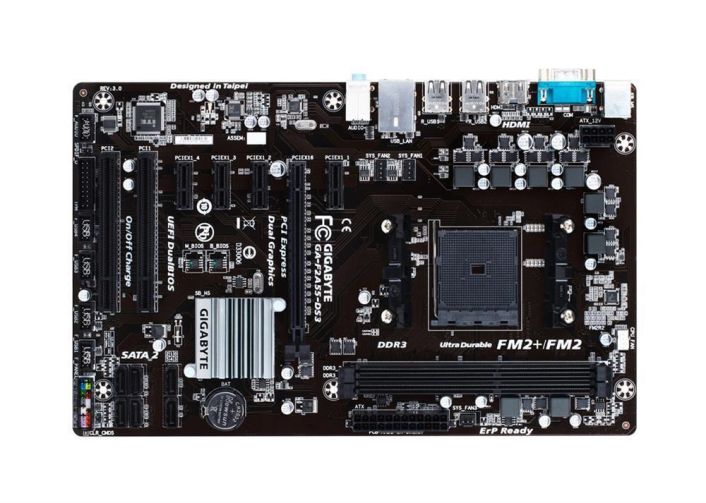 GA-F2A55-DS3(rev.1.0) Gigabyte Socket FM2+ AMD A55 Chipset AMD A-Series Processors Support DDR3 2x DIMM 6x SATA 3.0Gb/s Micro-ATX Motherboard (Refurbished) GA-F2A55-DS3 (rev. 1.0)