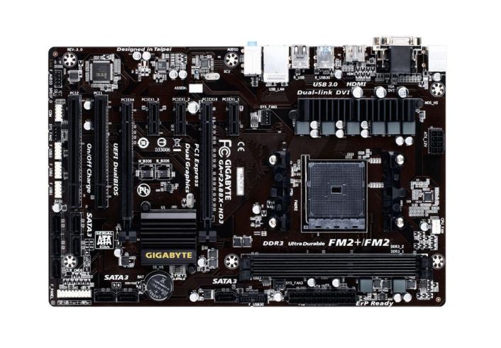 GA-F2A88X-HD3 Gigabyte Socket FM2+ AMD A88X Chipset AMD A-Series/ Athlon Series Processors Support DDR3 2x DIMM 8x SATA 6.0Gb/s ATX Motherboard (Refurbished)