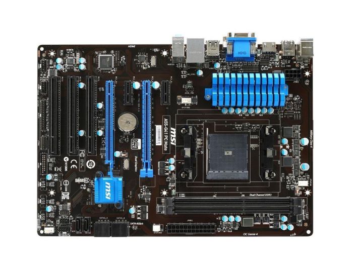 A55-G41-PC-MATE MSI A55-G41 PC Mate Socket FM2+ AMD A55 Chipset AMD Athlon/ A-Series Processors Support DDR3 2x DIMM 6x SATA2 ATX Motherboard (Refurbished)