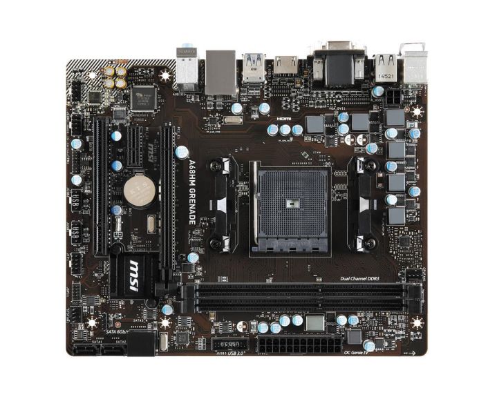 A68HMGRENADE MSI Socket FM2+ AMD A68H Chipset AMD A-Series/ AMD Athlon Processors Support DDR3 2x DIMM 4x SATA 6.0Gb/s Miro-ATX Motherboard (Refurbished) A68HM GRENADE