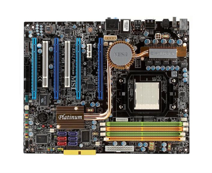 K9A2PLATINUM MSI K9A2 PLATINUM Socket FM2+ AMD 790FX Chipset AMD Phenom FX/ Phenom/ Athlon 64 FX/ Athlon 64 X2 Processors Support DDR2 4x DIMM 6x SATA 3.0Gb/s ATX Motherboard (Refurbished)
