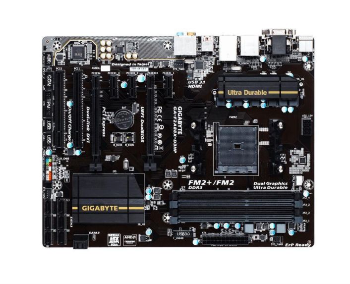 GA-F2A88X-D3HP (rev. 1.0) Gigabyte Socket FM2+ AMD A88X Chipset AMD A-Series/ AMD Athlon Series Processors Support DDR3 4x DIMM 8x SATA 6.0Gb/s ATX Motherboard (Refurbished)