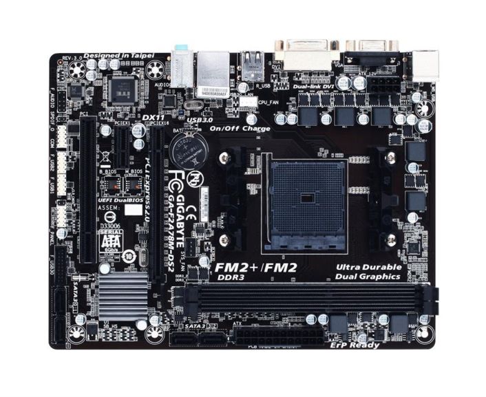 GA-F2A78M-DS2 Gigabyte Socket FM2+ AMD A78 Chipset AMD A-Series/ Athlon Series Processors Support DDR3 2x DIMM 4x SATA 6.0Gb/s Micro-ATX Motherboard (Refurbished)