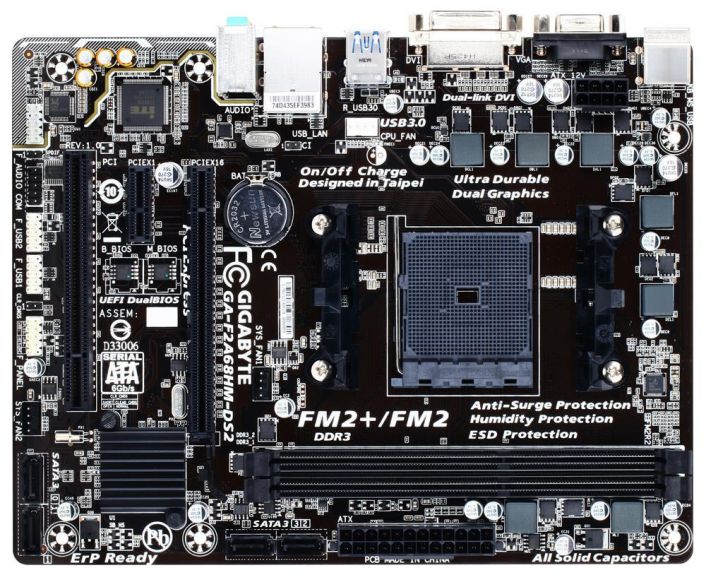 GA-F2A68HM-DS2 Gigabyte Socket FM2+ AMD A68H Chipset AMD A-Series/ AMD Athlon Processors Support DDR3 2x DIMM 4x SATA 6.0Gb/s Micro-ATX Motherboard (Refurbished)