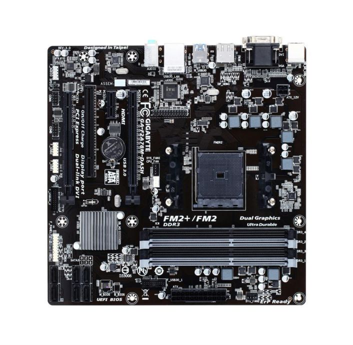 GA-F2A78M-DASH Gigabyte Socket FM2+ AMD A78 Chipset AMD A-Series/ Athlon Series Processors Support DDR3 4x DIMM 6x SATA 6.0Gb/s Micro-ATX Motherboard (Refurbished)