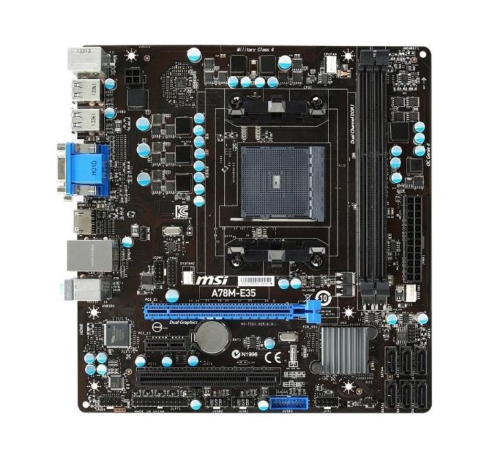 7721-201R MSI A78M-E45 V2 Socket FM2+ AMD A78 Chipset AMD A-Series/ Athlon Processors Support DDR4 4x DIMM 6x SATA 6.0Gb/s Micro-ATX Motherboard (Refurbished)