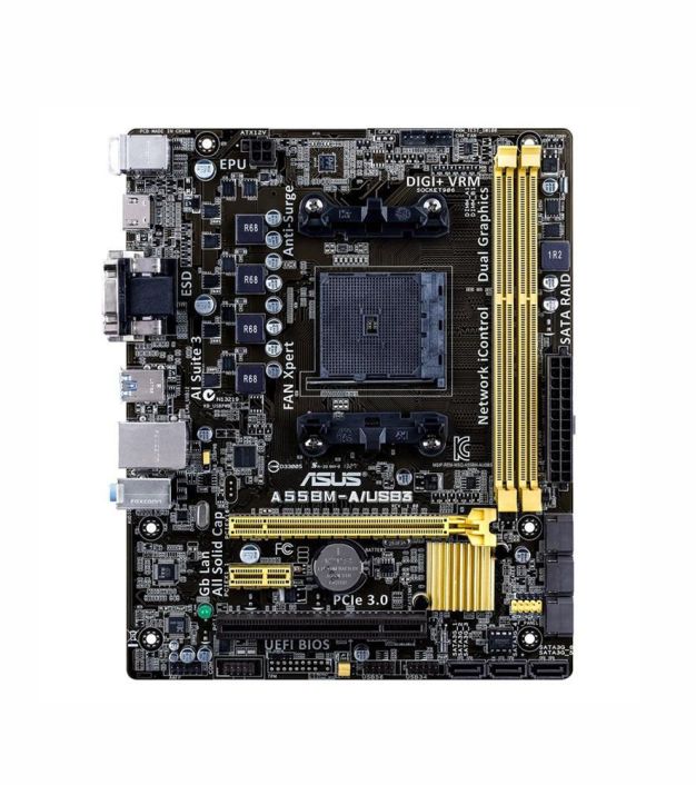 90MB0HA0-M0EAY0 ASUS A55BM-A/USB3 Socket FM2+ AMD A55 Chipset AMD Athlon/ A-Series Processors Support DDR3 2x DIMM 6x SATA 3.0Gb/s mATX Motherboard (Refurbished)