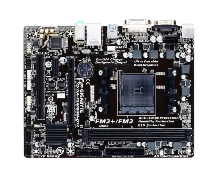 GA-F2A68HM-DS2(rev.1.1) Gigabyte Socket FM2+ AMD A68H AMD A-Series/ AMD Athlon Series Processors Support DDR3 2x DIMM 4x SATA 6.0Gb/s Micro-ATX Motherboard (Refurbished) GA-F2A68HM-DS2 (rev. 1.1)
