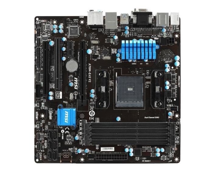 MB-A78E45V MSI A78M-E45 V2 Socket FM2+ AMD A78 Chipset AMD A-Series/ Athlon Processors Support DDR4 4x DIMM 6x SATA 6.0Gb/s Micro-ATX Motherboard (Refurbished)