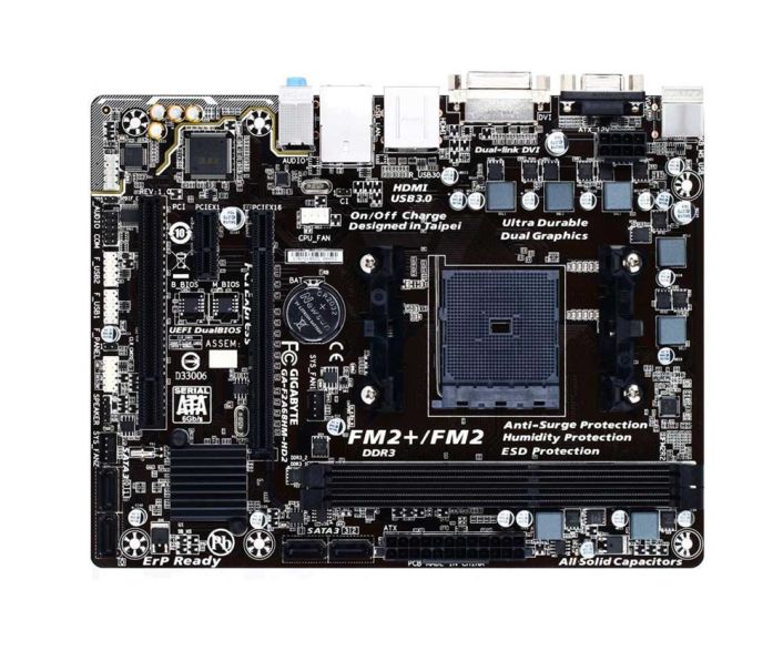 GA-F2A68HM-HD2 Gigabyte Socket FM2+ AMD A68H Chipset AMD A-Series/ AMD Athlon Processors Support DDR3 2x DIMM 4x SATA 6.0Gb/s Micro-ATX Motherboard (Refurbished)
