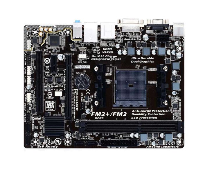 GA-F2A68HM-HD2(rev.1.1) Gigabyte Socket FM2+ AMD A68H Chipset AMD A-Series/ AMD Athlon Processors Support DDR3 2x DIMM 4x SATA 6.0Gb/s Micro-ATX Motherboard (Refurbished) GA-F2A68HM-HD2 (rev. 1.1)