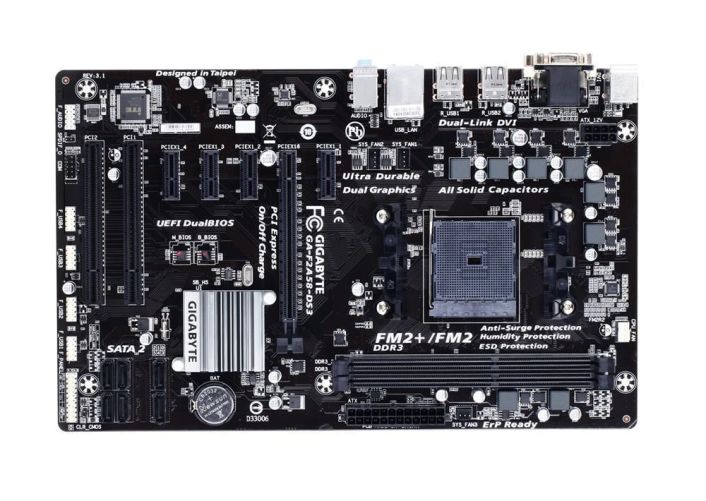 GA-F2A58-DS3 Gigabyte Socket FM2+ AMD A85X Chipset AMD A-Series/ Athlon Series Processors Support DDR3 2x DIMM 6x SATA 3.0Gb/s ATX Motherboard (Refurbished)