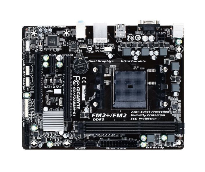GA-F2A58M-S1 Gigabyte Socket FM2+ AMD A85X Chipset AMD A-Series/ Athlon Series Processors Support DDR3 2x DIMM 4x SATA 3.0Gb/s Micro-ATX Motherboard (Refurbished)