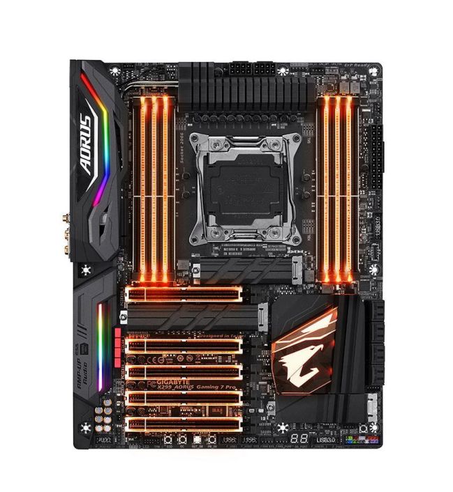 X299AORUSGaming7Pro(rev.1.0) Gigabyte Socket 2066 Intel X299 Express Chipset Core X-Series Processors Support DDR4 8x DIMM 8x SATA 6.0Gb/s ATX Motherboard (Refurbished)