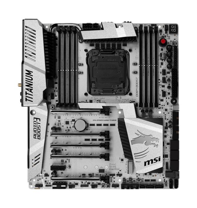 X99AXPOWERGAMINGTITANIUM MSI Socket 2011-3 Intel X99 Chipset Core i7 Extreme Edition Processors Support DDR4 8x DIMM 10x SATA 6.0Gb/s Extended-ATX Motherboard (Refurbished) X99A XPOWER GAMING TITANIUM