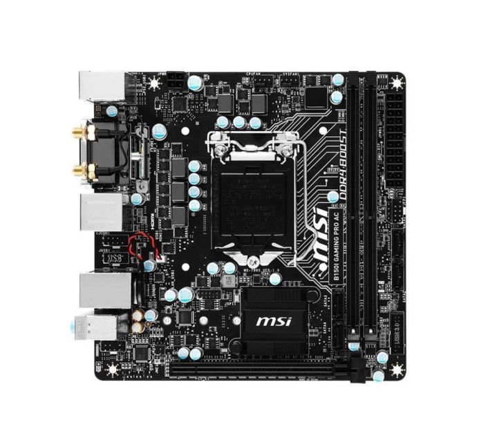 7995-001R MSI B150I GAMING PRO AC Socket 1151 Intel B150 Chipset 6th Generation Core i7 / i5 / i3 / Pentium / Celeron Processors Support DDR4 2x DIMM 4x SATA 6.0Gb/s Mini-ITX Motherboard (Refurbished)